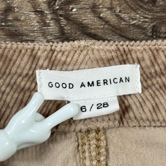 Good American Classic Slim Pants Women's 6/28 Beige Corduroy Bootcut Flare - Picture 10 of 12